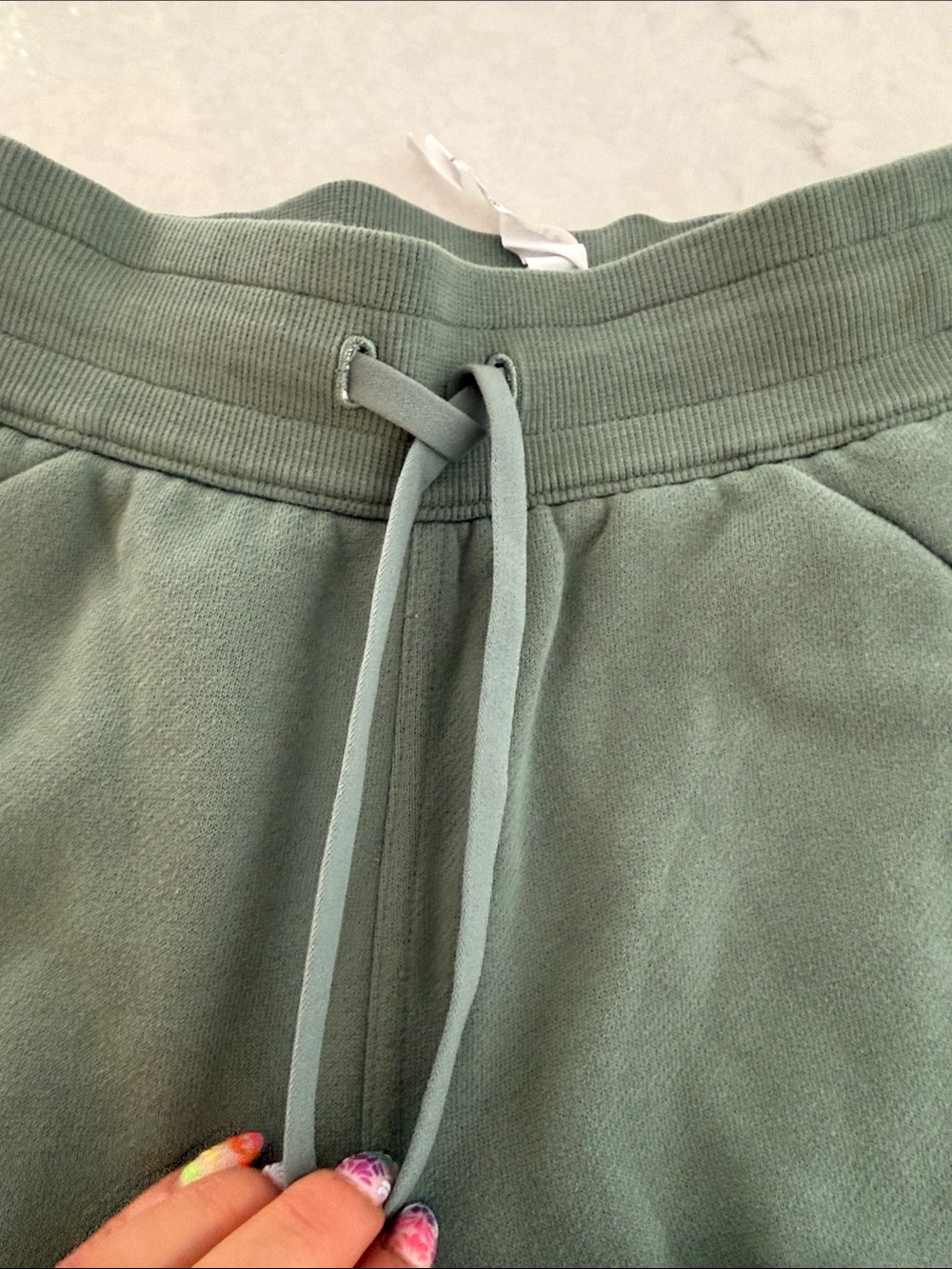Lululemon Relaxed Olive Green Drawstring Athletic Sage Shorts - Picture 4 of 6